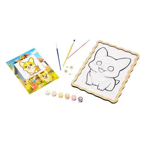 Картина по номерам "Корги" PuzzleOK Puz-22941 формат А4 кисточка, краски, крепеж для стены - фото 1