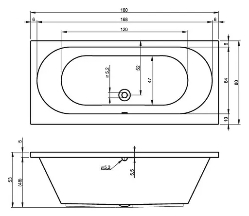 Ванна акриловая Rho Carolna 180x80 BB5400500000000 Белый - фото 2