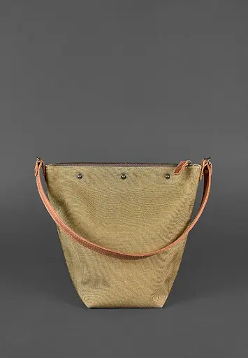 Шкіряна плетена жіноча сумка Пазл M світло-коричнева Crazy Horse - фото 4