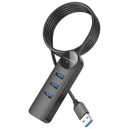 Конвертер адаптер USB Borofone на сетевой выход RJ-45 DH6 Erudite 4-in-1 Gigabit Ethernet Adapter 120 см - фото 1