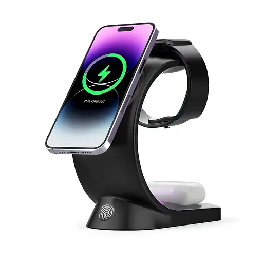 Беспроводная док-станция 3-в-1 T17 MagSafe RGB черный - фото 1