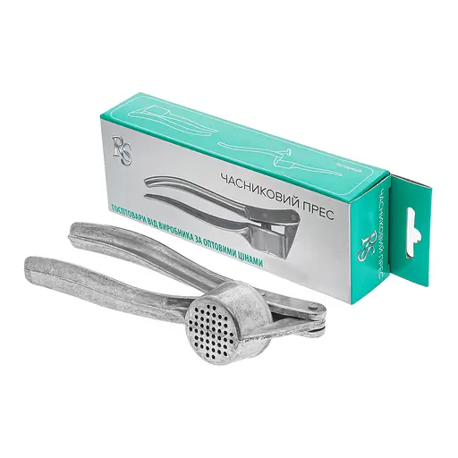 Чесночница круглая усиленная (пресс для чеснока) чеснокодавка (в коробке), RS Серебристый 83427 - фото 2