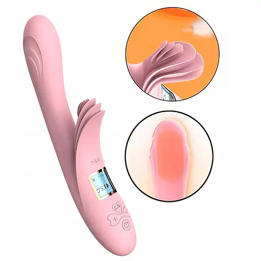 Вібратор з підігрівом силіконовий кролик Lilo для жінок 25 см комбінований рожевий - фото 7