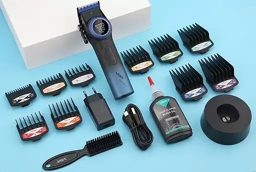 Машинка для стрижки VGR V-001 Blue (10 насадок) 4600 mAh LED дисплей - фото 3