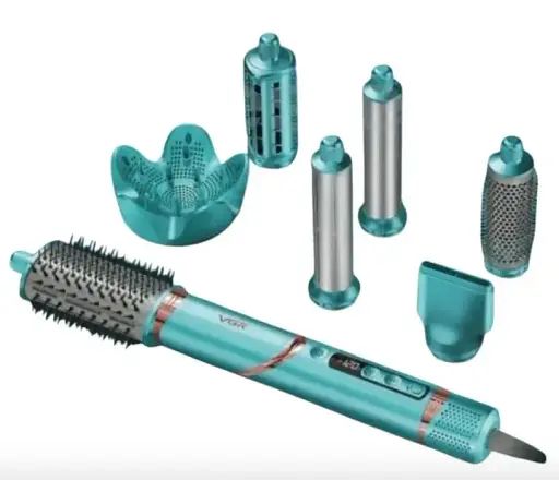 Фен-стайлер VGR V-477 с ионизацией, зеленый, 7 в 1, 1400 Вт