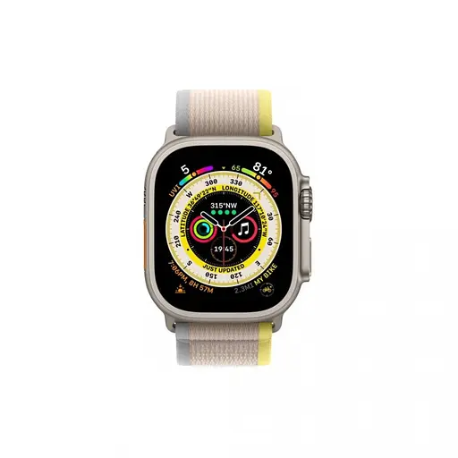Смарт-часы Apple Watch Ultra GPS + Cellular 49 mm Titanium Case with Yellow/Beige Trail Loop-M/L (MQF23/MQFU3) - фото 4