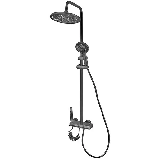 Душевая система с кнопочным переключателем из алюминия Champion PBD-009-J graphite CH6550, Графит - фото 1