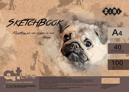 Скетчбук Art Line ZB.1483 А4, 40 аркушів