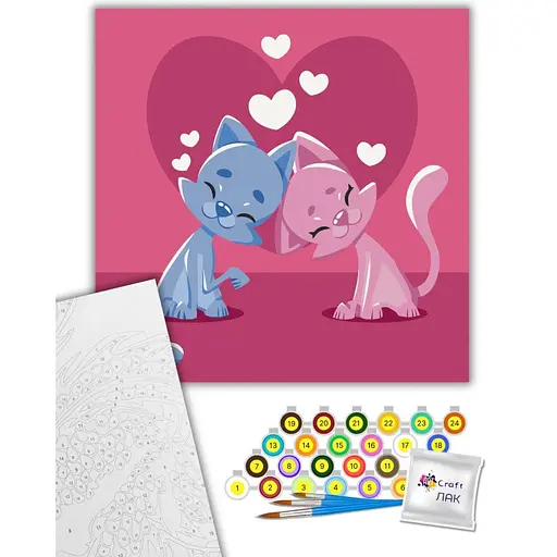 Картина по номерам "Влюбленные котята" 15582-AC 40x40 см - фото 2
