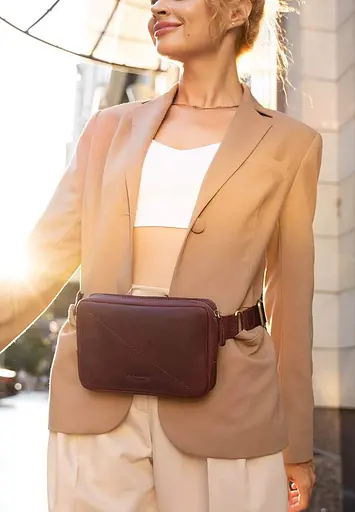 Шкіряна поясна сумка Dropbag Mini Crazy Horse бордова - фото 10