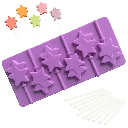 Силиконовая форма для леденцов и конфет на палочке "Звезда", Kitchen Master Фиолетовый 87461 - фото 1