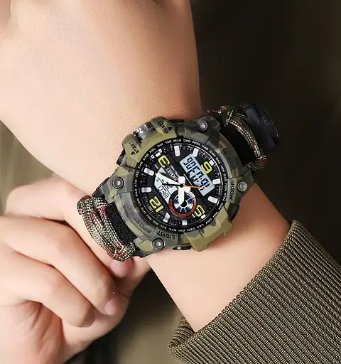 Годинник чоловічий спортивний наручний Skmei 1283 з паракордовим ремінцем (Камуфляж) - фото 5