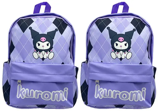 Рюкзак детский из ткани Зайчик Kuromi-ромбик, 32x24x13 см, 5831 - фото 2