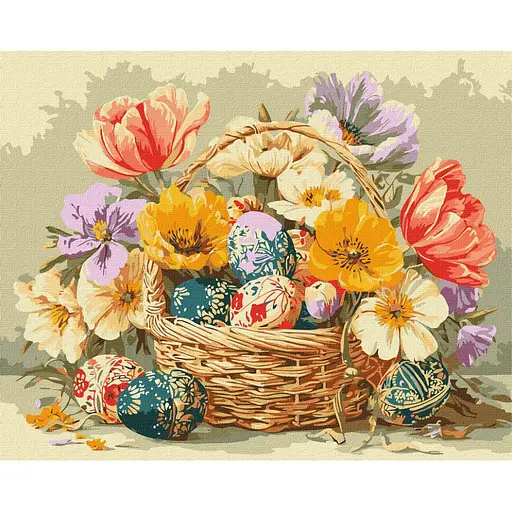 Картина за номерами "Великодній кошик з квітами" ©art_selena_ua Ideyka KHO5186, 40х50 см - фото 1