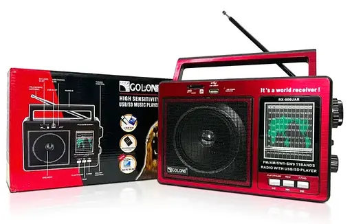 Радиоприемник Golon RX-006UAR радио MP3 USB MicroSD питание от сети батареек Красный - фото 8