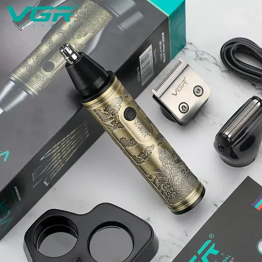 Триммер мужской для бороды и усов VGR V-621 (4 насадки) - фото 3