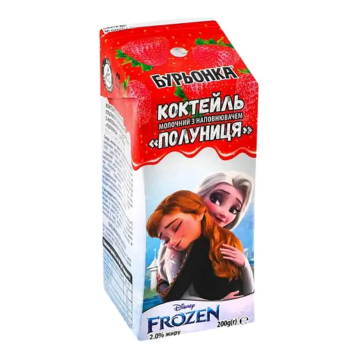 Коктейль молочный Буренка Disney Клубника ультрапастеризованная 2% 200 г