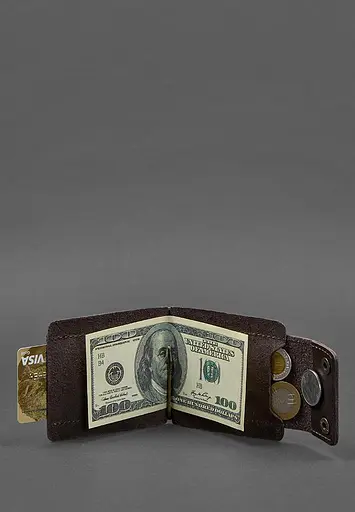 Мужской кожаный портмоне коричневый 10.0 зажим для денег - фото 4