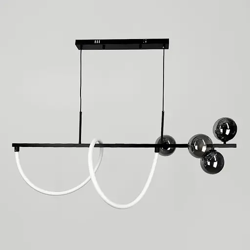 Видовжена чорна люстра з неоном і графітовими плафонами 120 см | Line F | Арт. MJ361-1200 BK - фото 2