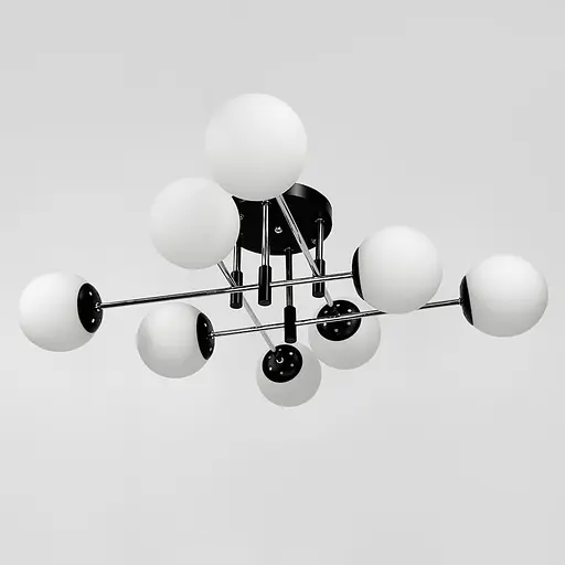 Потолочная люстра на 8 белых плафонов Ø 80 см | Ст. 91177/8 CH+BK+WT | Line F - фото 1