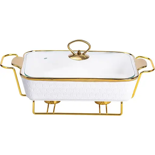 Мармітниця  Yiwuпорцелянова прямокутна 1 л біла HP1013 - фото 2