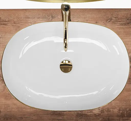 Умивальник Rea Cleo 61 підвісний white gold edge REA-U6211, Білий - фото 3