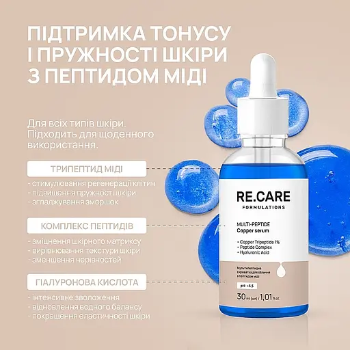 Мультипептидна сироватка для обличчя з пептидом міді Re.Care Multi-Peptide Copper Serum 30 мл - фото 3