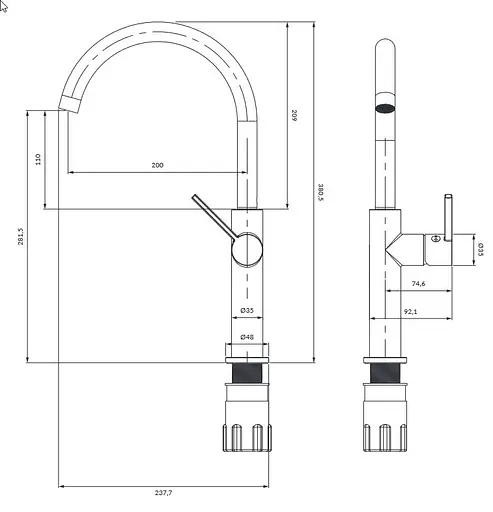 Смеситель для кухни Omnires Tula black TL6050BL Черный матовый - фото 2