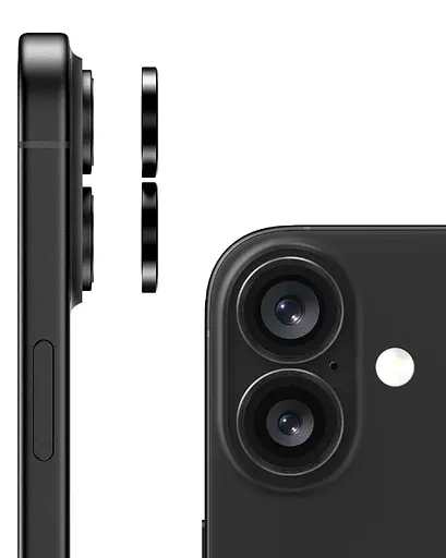 Защитное стекло DK для Apple iPhone 16 Plus на камеру Lens Metal Ring Eagle Eye 018465 black 2 шт. - фото 4