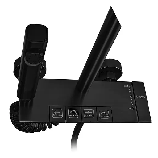 Душева система Armata BCT-009-J Black з кнопковим перемикачем 4 режими CH6510, Чорний матовий - фото 7