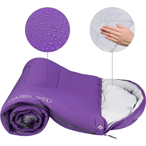 Спальный мешок KingCamp Oasis 250 Comf +12°C / Lim +7°C / Extr -3°C Purple - фото 4