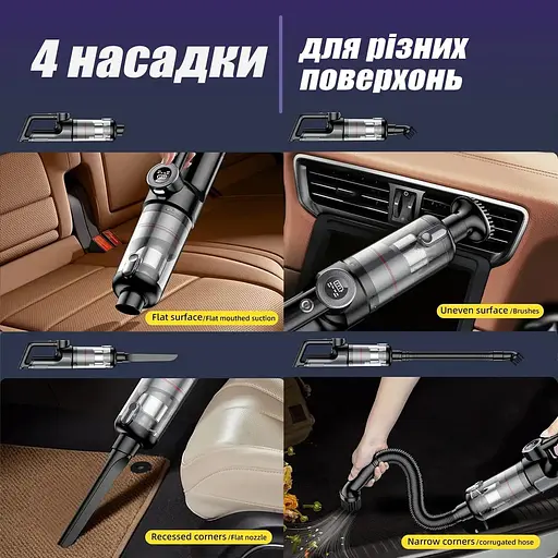 Автомобильный пылесос Aspiring мощный USB аккумуляторный ручной беспроводной 200W - фото 9