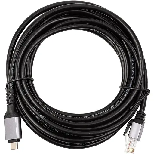 Кабель PowerPlant USB Type-C – RJ45, 5 м