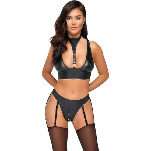 Комплект білизни Cottelli Bondage Bra Set L чорний