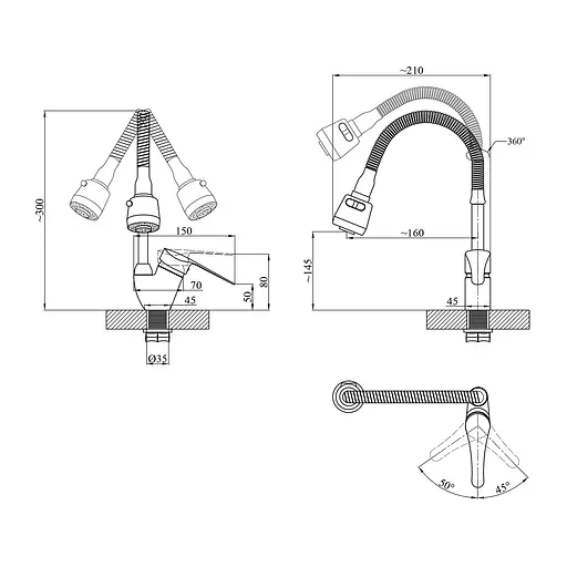 Змішувач для кухні з гнучким виливом Agua Sevilla-C039 CV022345 Хром - фото 2