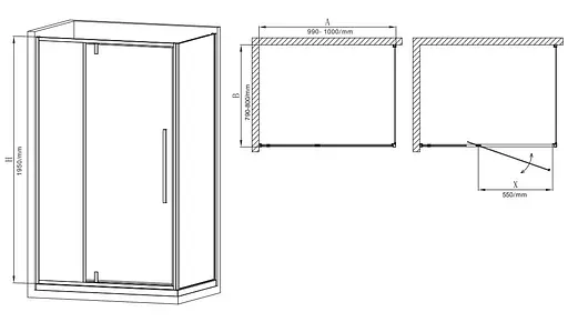 Душевая кабина без поддона Mixxus Premium Bevel SC01-100x80x195-TR хром прозрачное стекло 6 мм MI6869, Универсальная, прозрачная, хром - фото 2