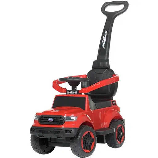 Каталка-толокар Bambi M 4564B 2-в-1 червоний з батьківською ручкою, музикою та світлом