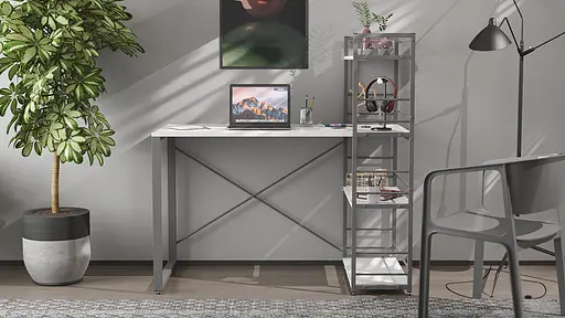 Письмовий стіл Ferrum-decor Серії Конект з етажеркою 75x120x60 сірий ДСП Біле 16мм (FRD-104230) - фото 7