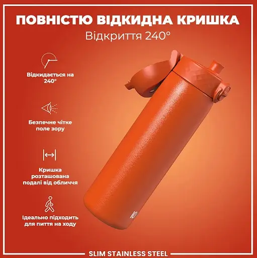 Пляшка для води ION8 металева 600 мл Stainless Steel Hearty Orange (I8SS600HORG) - фото 3