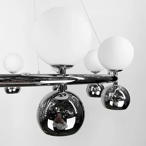 Подвесная серебряная кольцевая люстра с плафонами Line.F MJ 108/8 - фото 4