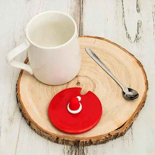 Новогодняя чашка с крышкой и ложкой С Рождеством Снеговик керамика 360 мл Белая с красным - фото 4