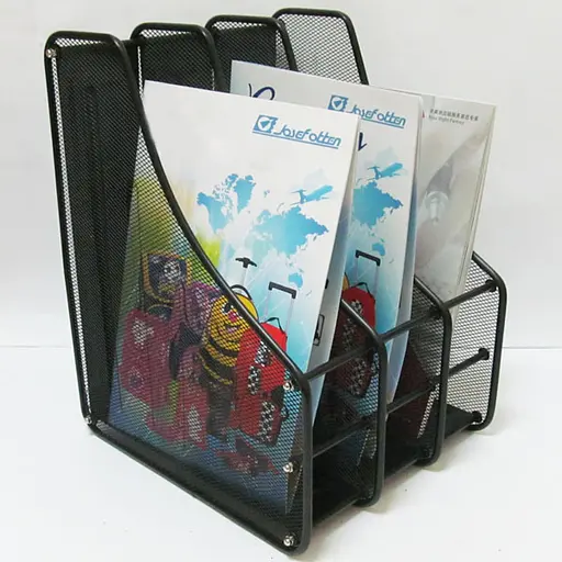 Лоток для бумаги металлический вертикальный Сетка, 3 секции, черный