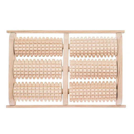 Дерев'яний масажер для стоп із 6 зубчастими роликами, 28.5×18×5 см, Woodly 84166 - фото 5