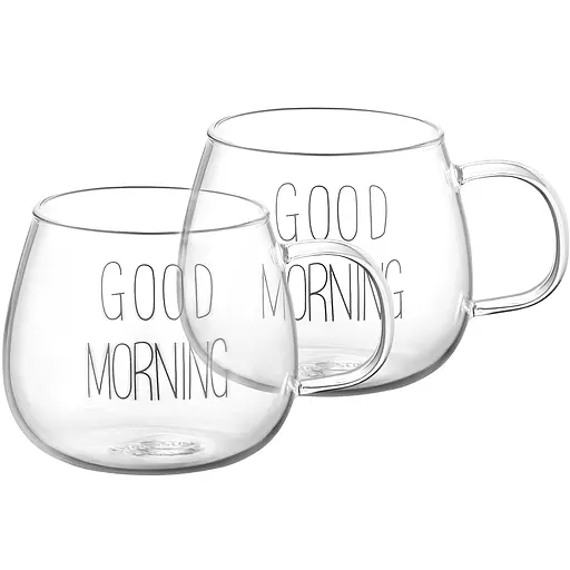 Набор чашек с ручками Ardesto Good Morning 430мл х 2 шт. боросиликатное стекло прозрачное (AR2643BMR)