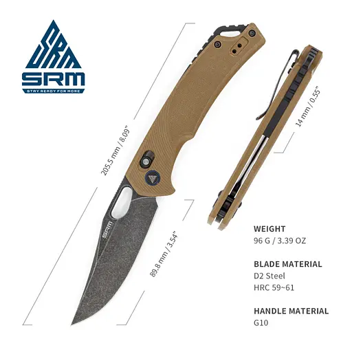 Ніж складаний SRM Retriever 9201-GW, коричневий - фото 7