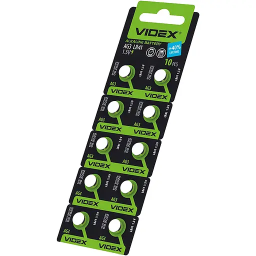 Батарейки часовые Videx AG3 (LR41) щелочные 1.5V 10 шт.