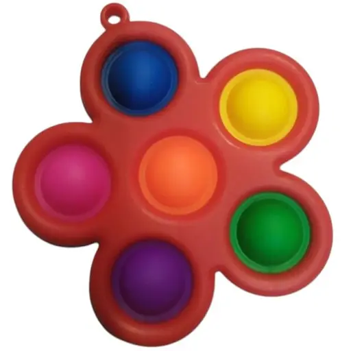 Іграшка Сімпл Дімпл різнокольоровиий квітка червона антистрес 5 пупирок спинер - фото 1