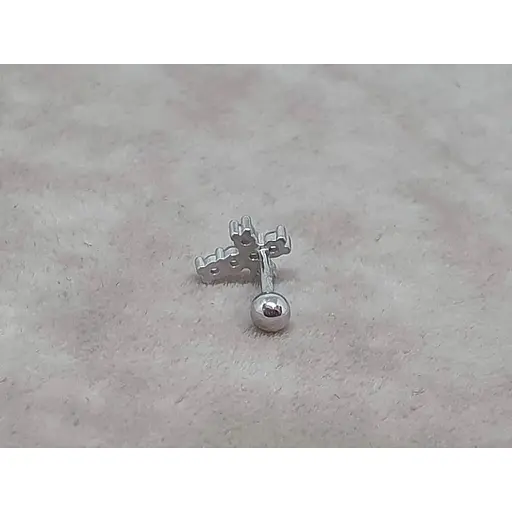 Серебряная серьга для пирсинга хеликса Ирий Крестик с фианитами. 40102ШТ - фото 5