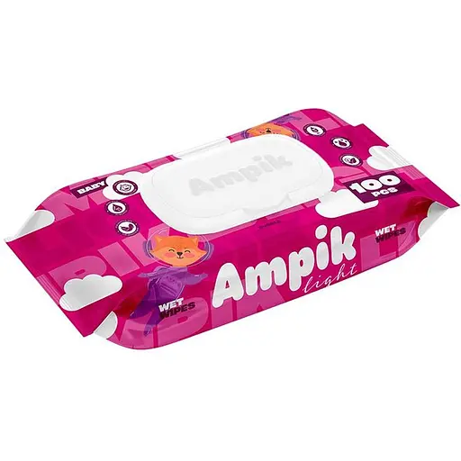 Вологі серветки Ampik Light дитячі 100 шт. рожеві - фото 1
