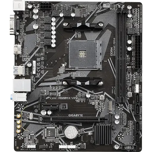 Материнская плата Gigabyte AM4 (A520) A520M K V2, A520, 2xDDR4, Int.Video (CPU), 4xSATA3, 1xM.2, 1xPCI-E 16x 3.0, 1xPCI-E 1x 3.0, ALC88 6xUSB3.2/6xUSB2.0, VGA/HDMI, MicroATX